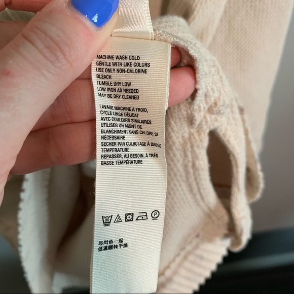 Free People Cream & Floral Long Sleeve Top-Lg - Picture 7 of 8